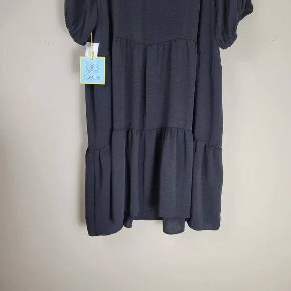 CeCe Black Tiered Midi Dress Balloon Sleeves Babydoll Boho 3X - Picture 7 of 9